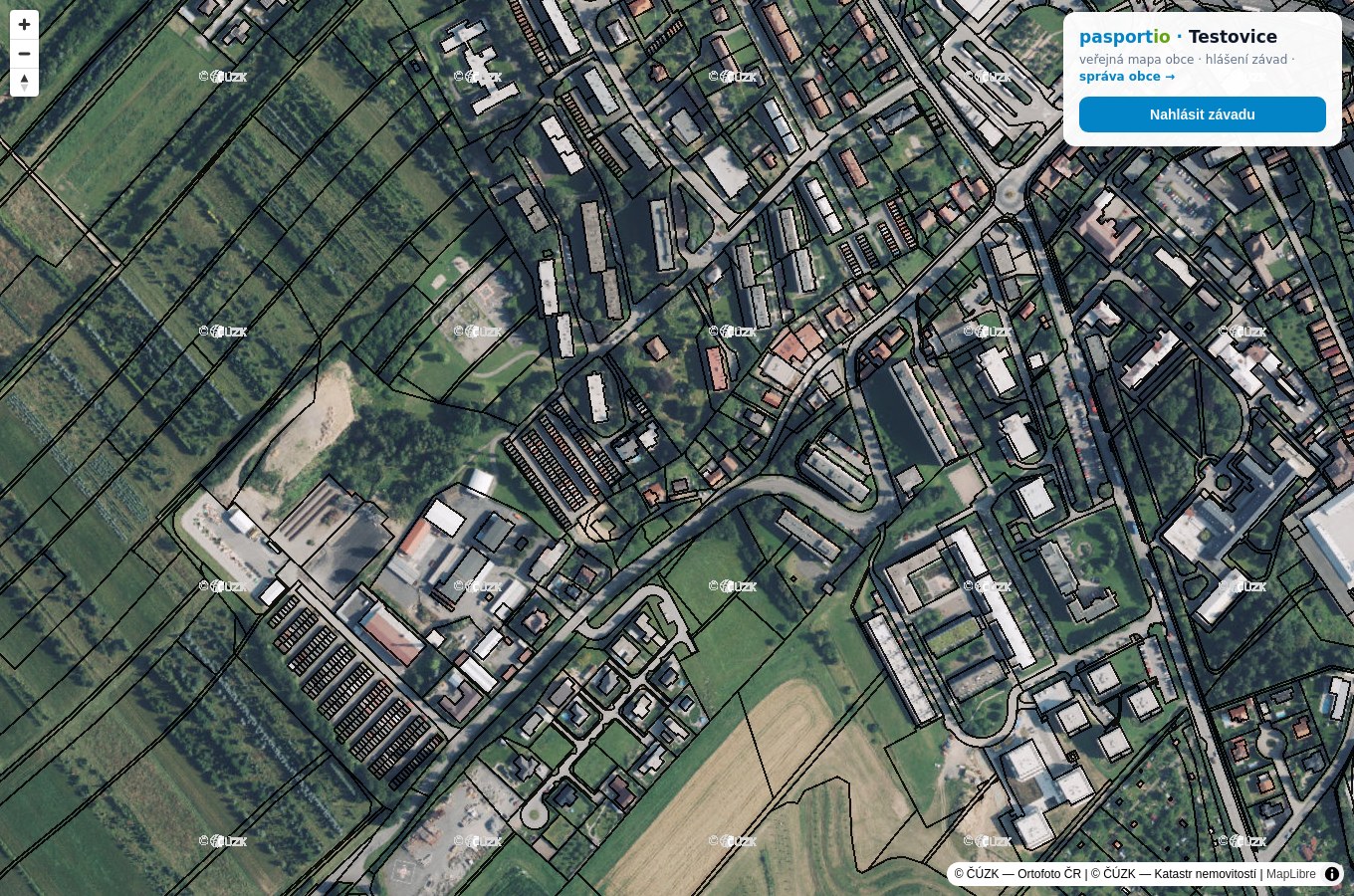Veřejná mapa obce s hlášením závad od občanů